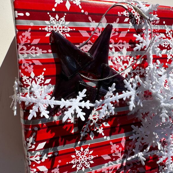 #2121 5 STAR DARK PURPLE RED 5 POINT STAR ORNAMENT / SUNCATCHER  FUSED - Picture 2 of 5